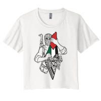 Palestine Soldier Palestine Map Women's Crop Top Tee