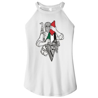 Palestine Soldier Palestine Map Women's Perfect Tri Rocker Tank