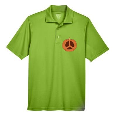 Peace Symbol Pumpkin Holiday Men's Origin Performance Piqué Polo