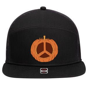 Peace Symbol Pumpkin Holiday 7 Panel Mesh Trucker Snapback Hat