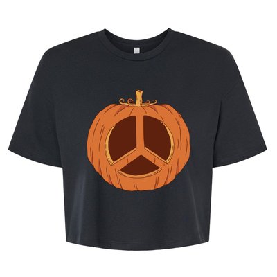 Peace Symbol Pumpkin Holiday Bella+Canvas Jersey Crop Tee