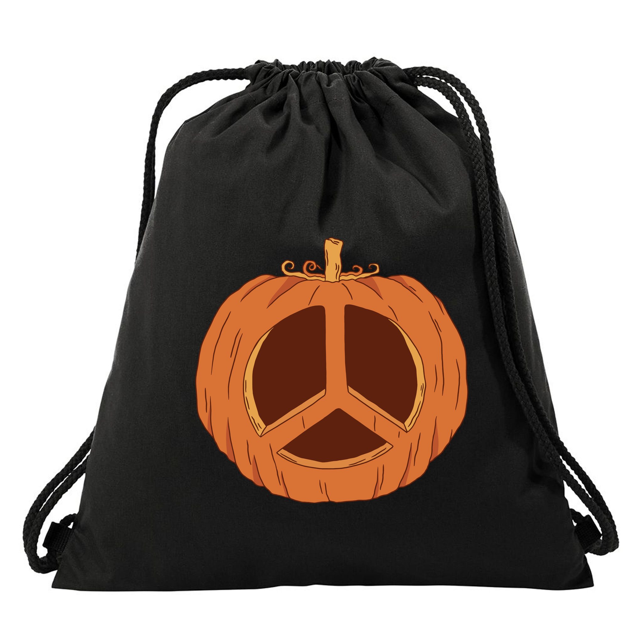Peace Symbol Pumpkin Holiday Drawstring Bag