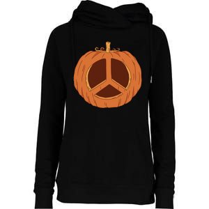 Peace Symbol Pumpkin Holiday Womens Funnel Neck Pullover Hood