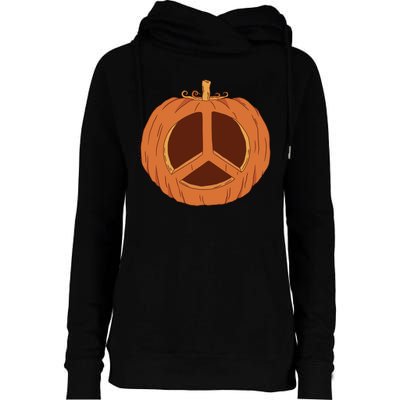 Peace Symbol Pumpkin Holiday Womens Funnel Neck Pullover Hood