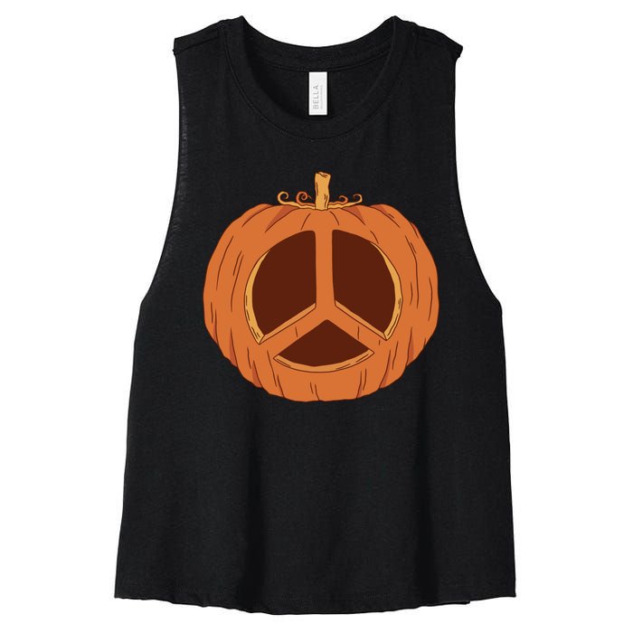 Peace Symbol Pumpkin Holiday Women's Racerback Cropped Tank