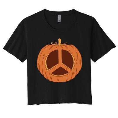 Peace Symbol Pumpkin Holiday Women's Crop Top Tee