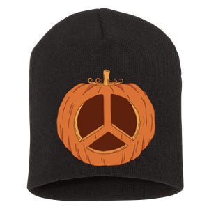 Peace Symbol Pumpkin Holiday Short Acrylic Beanie