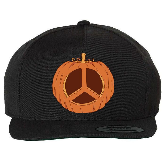 Peace Symbol Pumpkin Holiday Wool Snapback Cap