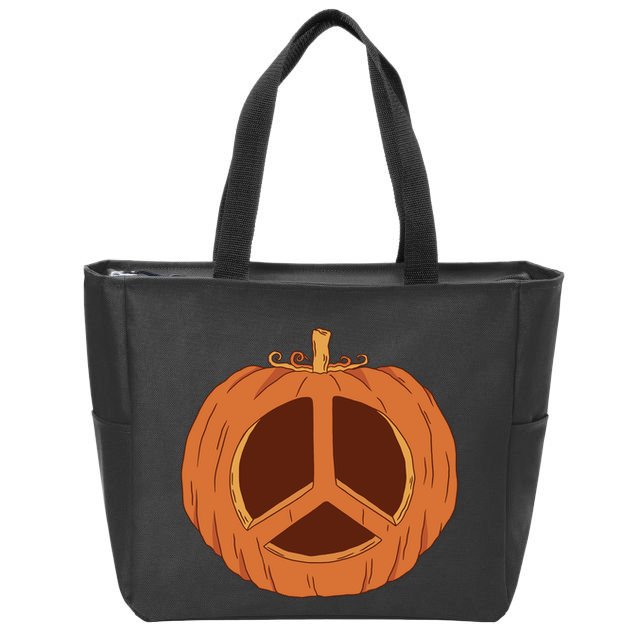 Peace Symbol Pumpkin Holiday Zip Tote Bag