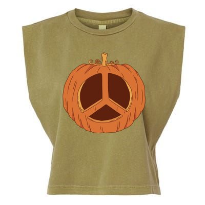 Peace Symbol Pumpkin Holiday Garment-Dyed Women's Muscle Tee