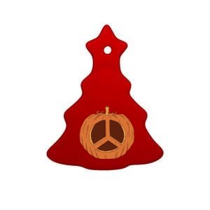 Peace Symbol Pumpkin Holiday Ceramic Tree Ornament