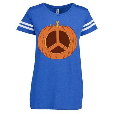 Peace Symbol Pumpkin Holiday Enza Ladies Jersey Football T-Shirt