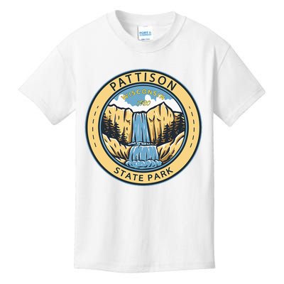 Pattison State Park Wisconsin Badge Vintage Kids T-Shirt