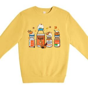 Pumpkin Spice Propofol Ativan Versed Haldol Halloween Nurse Premium Crewneck Sweatshirt