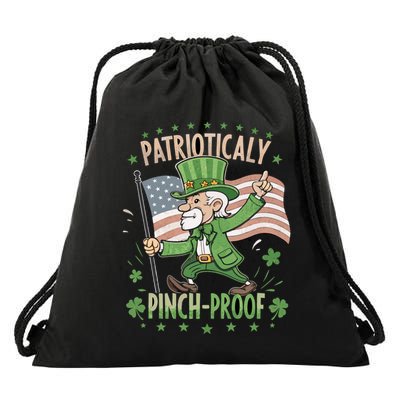 Pinchproof St Patrick’S Day Proud Irishamerican Flag Cute Gift Drawstring Bag