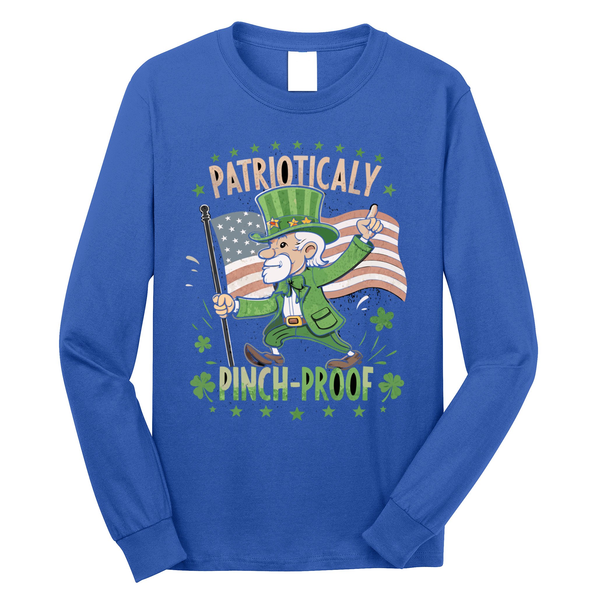 Pinchproof St Patrick’S Day Proud Irishamerican Flag Cute Gift Long Sleeve Shirt