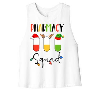 Pharmacy Squad Pills Santa Elf Reindeer Pharmacist Xmas Gift Women's Racerback Cropped Tank