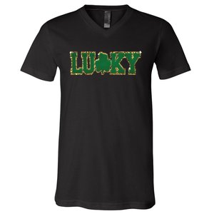 Patch St Patricks Day V-Neck T-Shirt