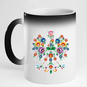 Poland Support Polish Eagle Polish Folk Art Poland Pride Gift 11oz Black Color Changing Mug