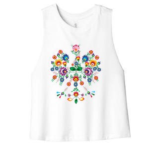 Poland Support Polish Eagle Polish Folk Art Poland Pride Gift Women's Racerback Cropped Tank