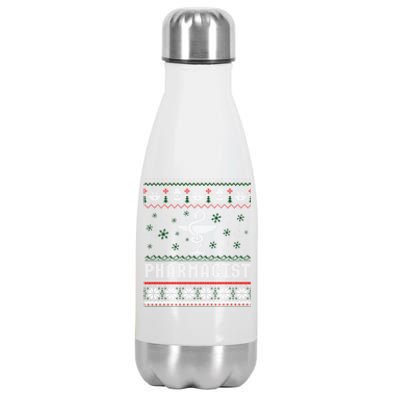 Pharmacy Student Pharmacist Ugly Christmas Xmas Sweater Gift Stainless Steel Insulated Water Bottle