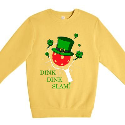 Pickleball St Patricks Day Leprechaun Dink Dink Slam Premium Crewneck Sweatshirt