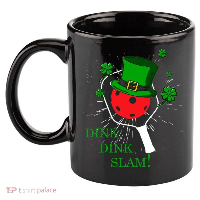 Pickleball St Patricks Day Leprechaun Dink Dink Slam 11oz C Handle Ceramic Mug