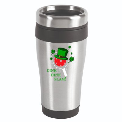 Pickleball St Patricks Day Leprechaun Dink Dink Slam 16oz Travel Tumbler