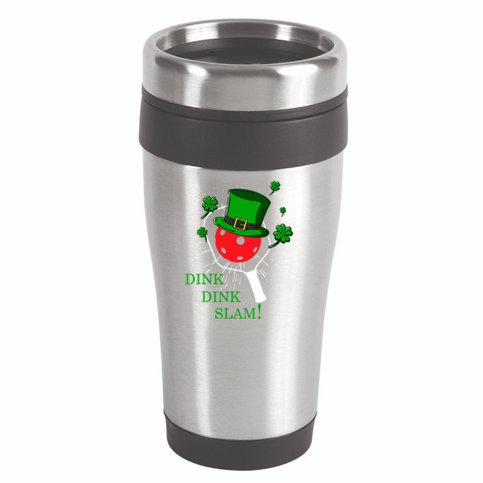 Pickleball St Patricks Day Leprechaun Dink Dink Slam 16oz Travel Tumbler