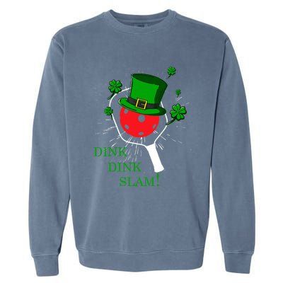 Pickleball St Patricks Day Leprechaun Dink Dink Slam Garment-Dyed Sweatshirt