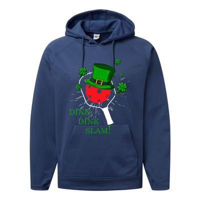 Pickleball St Patricks Day Leprechaun Dink Dink Slam Performance Fleece Hoodie