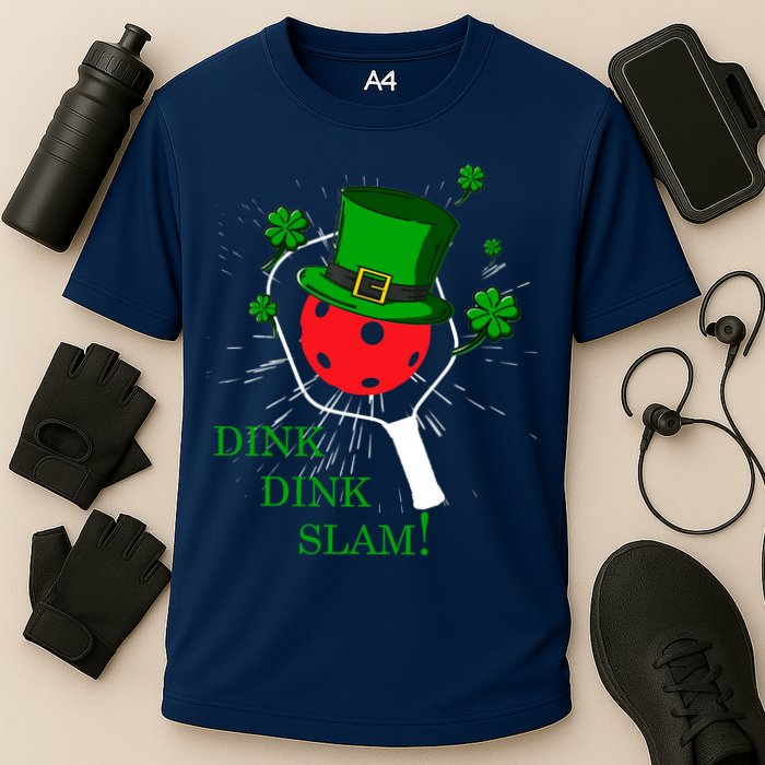 Pickleball St Patricks Day Leprechaun Dink Dink Slam Cooling Performance Crew T-Shirt