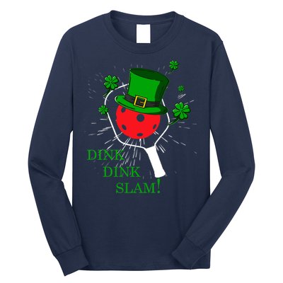 Pickleball St Patricks Day Leprechaun Dink Dink Slam Long Sleeve Shirt