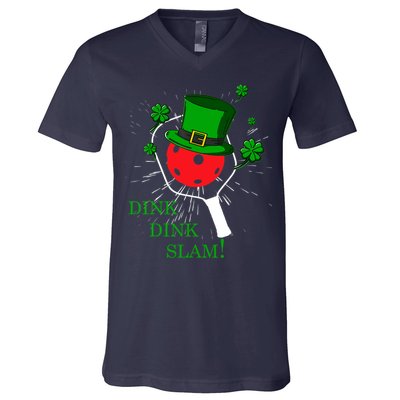 Pickleball St Patricks Day Leprechaun Dink Dink Slam V-Neck T-Shirt