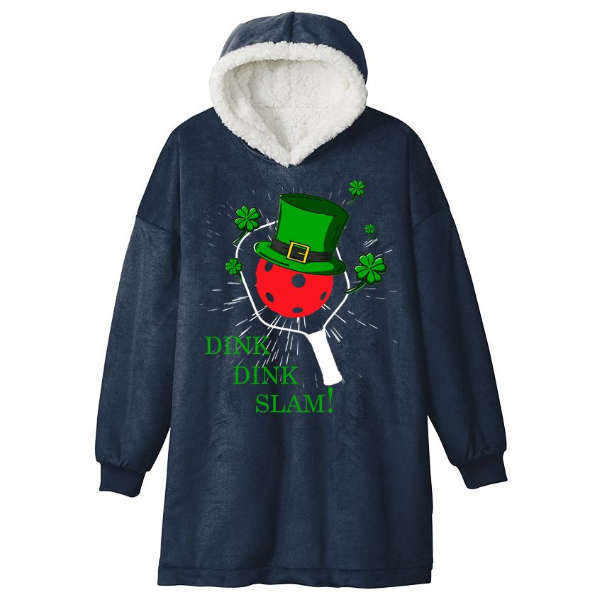 Pickleball St Patricks Day Leprechaun Dink Dink Slam Hooded Wearable Blanket
