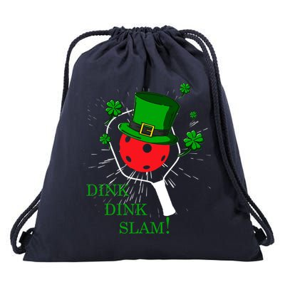 Pickleball St Patricks Day Leprechaun Dink Dink Slam Drawstring Bag