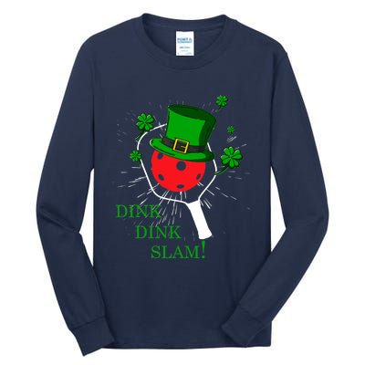 Pickleball St Patricks Day Leprechaun Dink Dink Slam Tall Long Sleeve T-Shirt