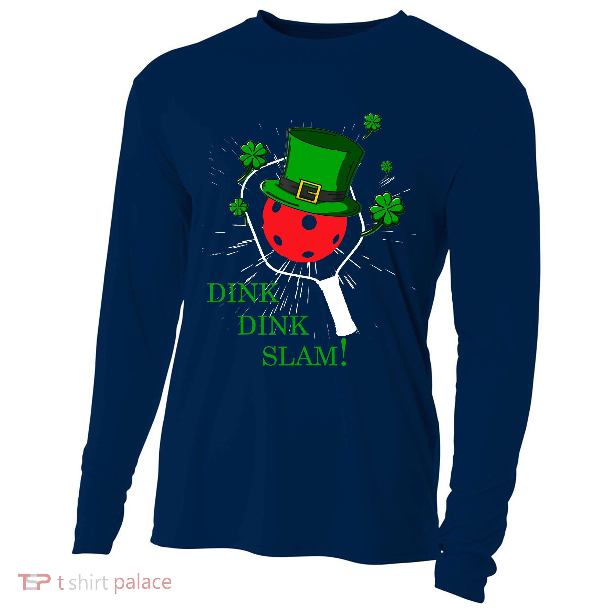 Pickleball St Patricks Day Leprechaun Dink Dink Slam Cooling Performance Long Sleeve Crew