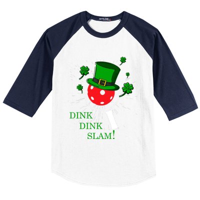 Pickleball St Patricks Day Leprechaun Dink Dink Slam Baseball Sleeve Shirt