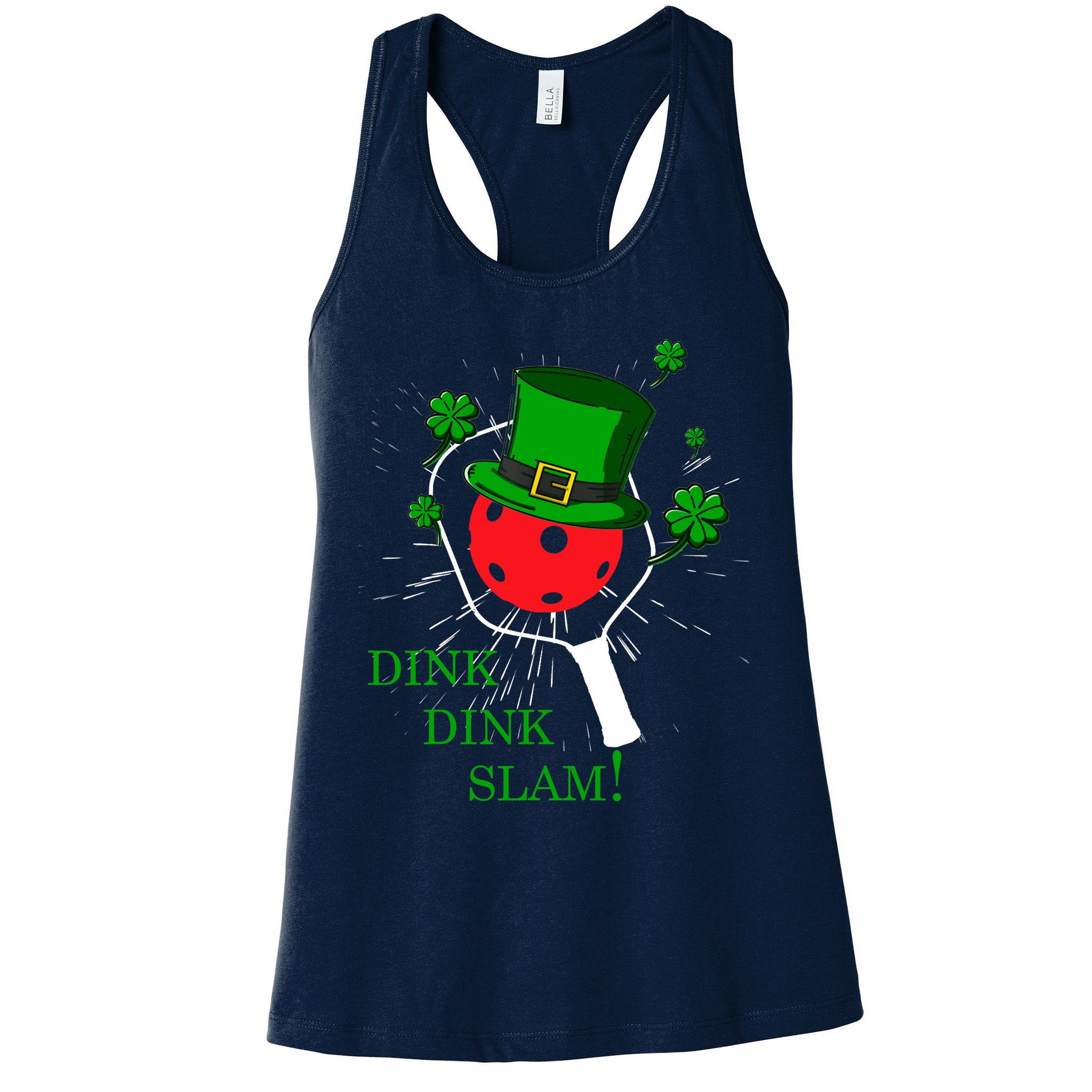 Pickleball St Patricks Day Leprechaun Dink Dink Slam Womens Tank Top