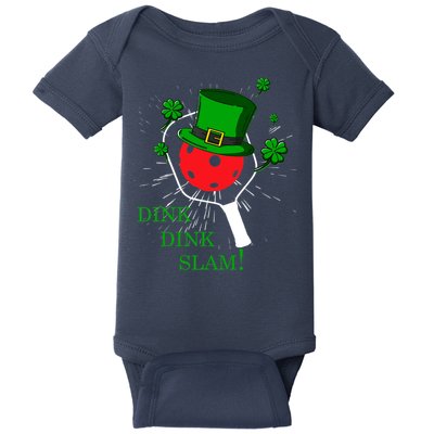 Pickleball St Patricks Day Leprechaun Dink Dink Slam Baby Bodysuit