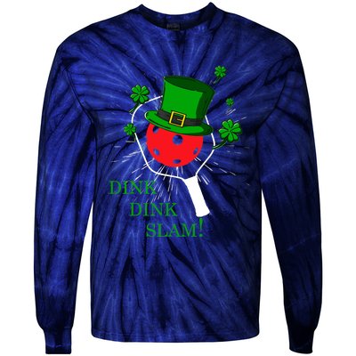 Pickleball St Patricks Day Leprechaun Dink Dink Slam Tie-Dye Long Sleeve Shirt