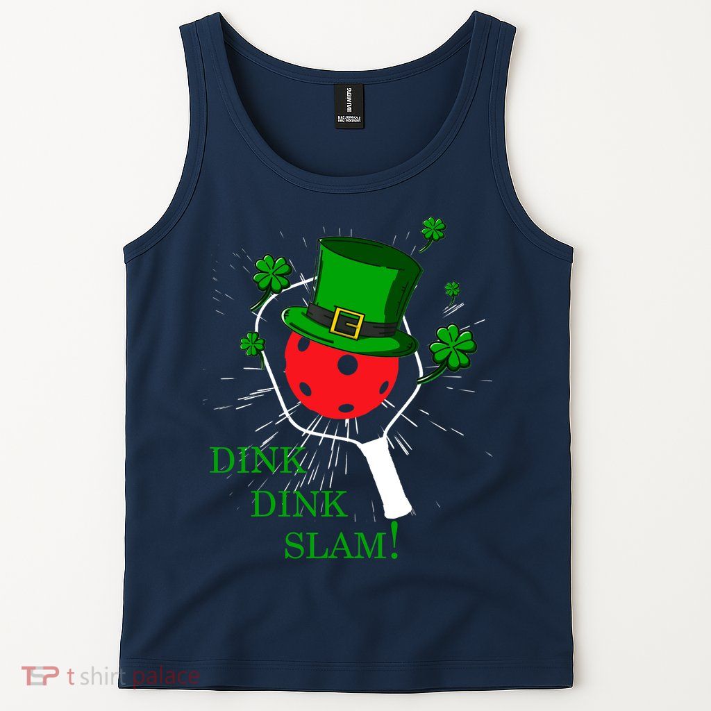 Pickleball St Patricks Day Leprechaun Dink Dink Slam Tank Top