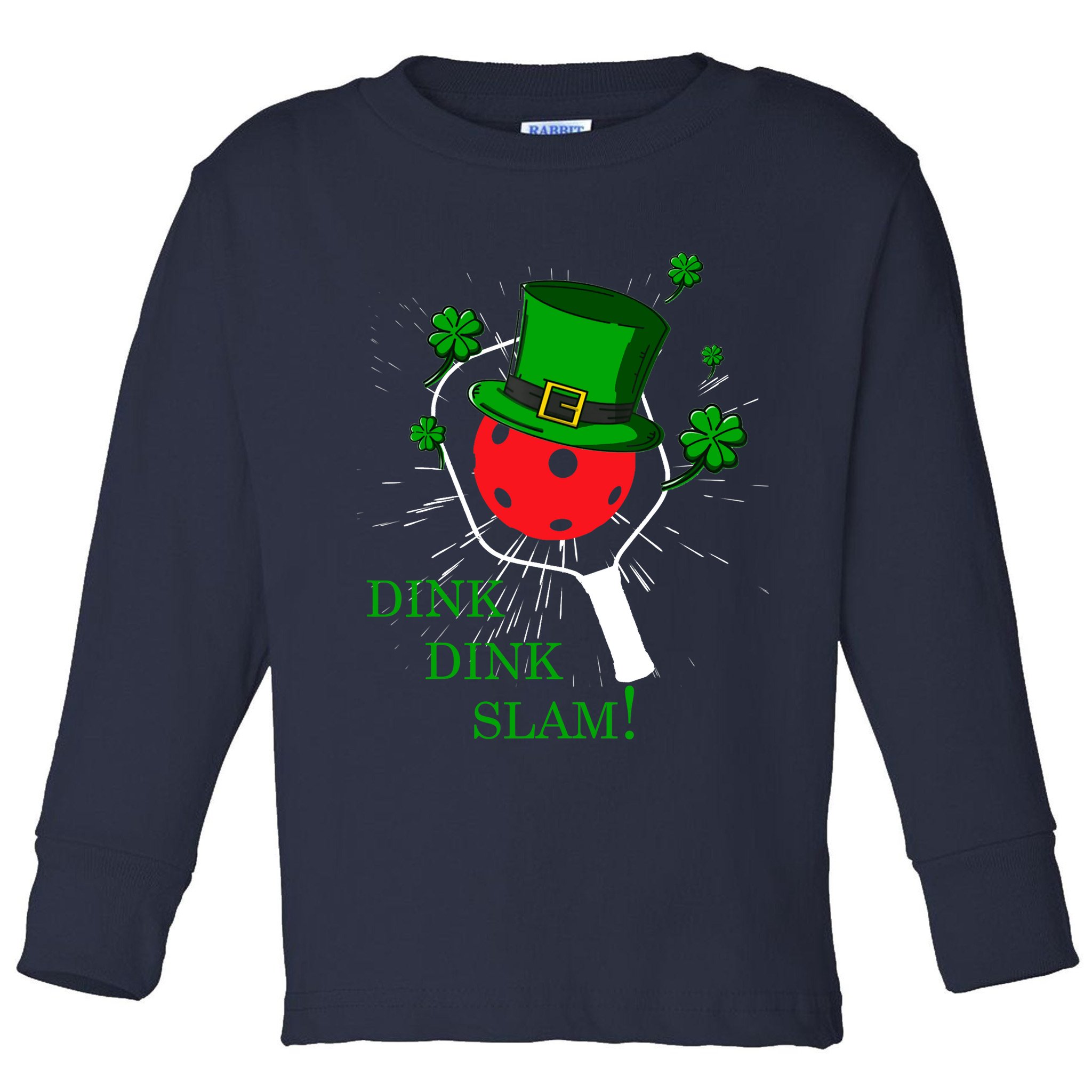 Pickleball St Patricks Day Leprechaun Dink Dink Slam Toddler Long Sleeve Shirt