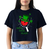 Pickleball St Patricks Day Leprechaun Dink Dink Slam Women's Crop Top Tee