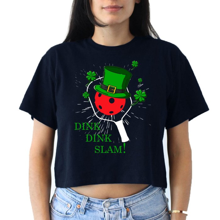 Pickleball St Patricks Day Leprechaun Dink Dink Slam Women's Crop Top Tee