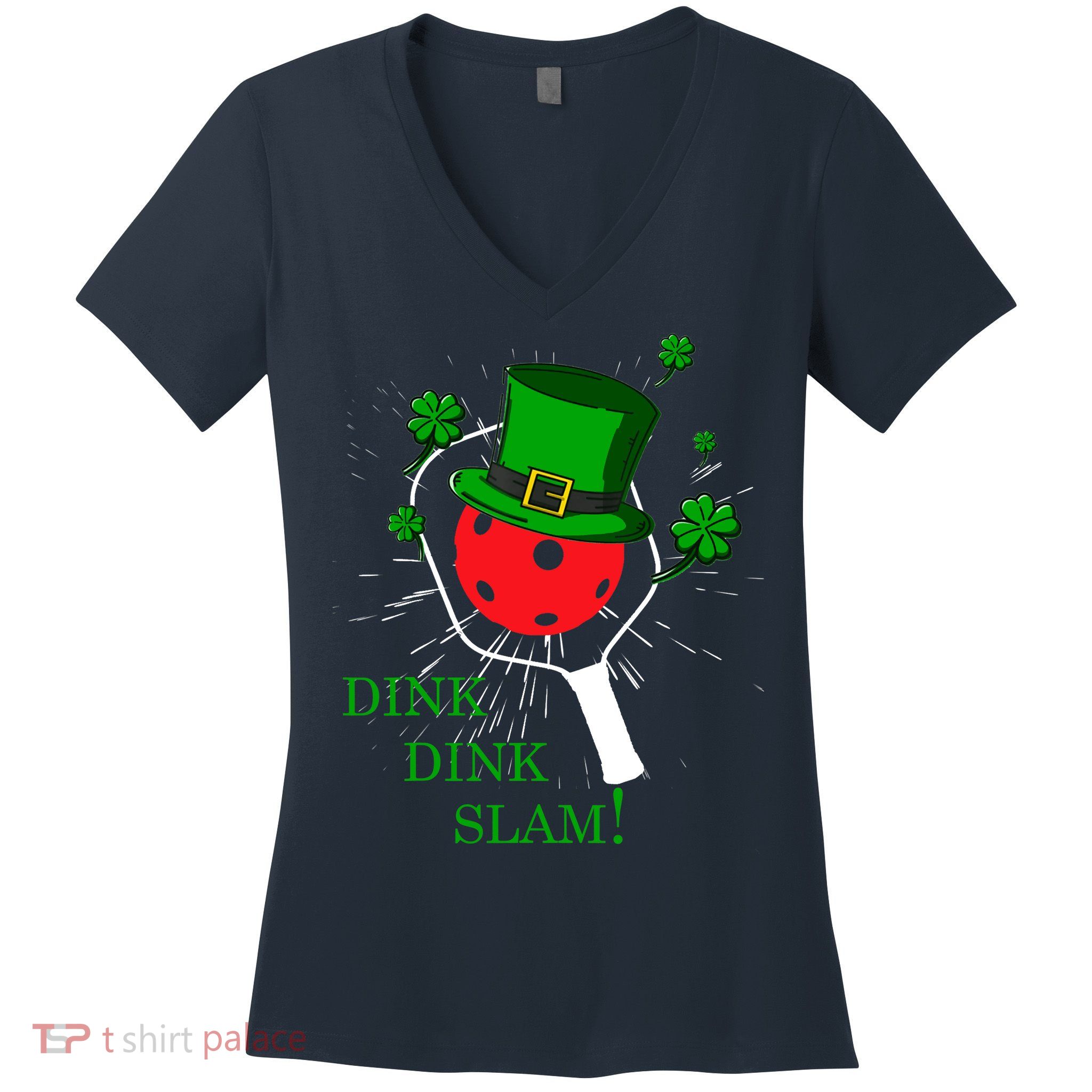 Pickleball St Patricks Day Leprechaun Dink Dink Slam Women's V-Neck T-Shirt