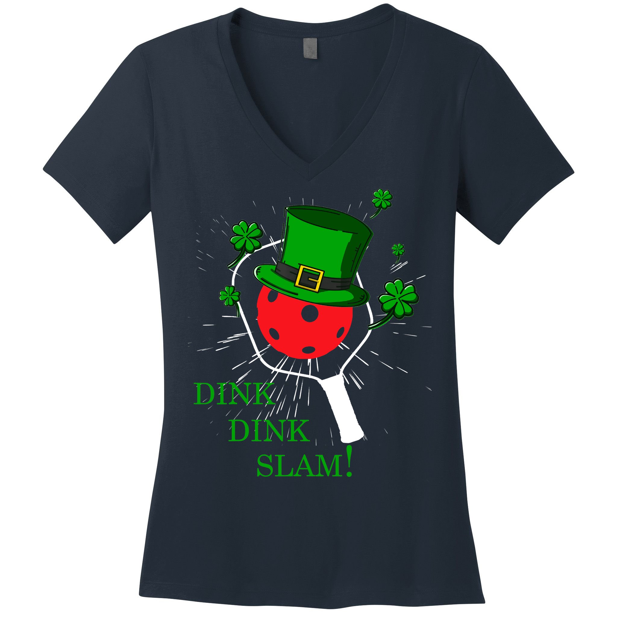 Pickleball St Patricks Day Leprechaun Dink Dink Slam Women's V-Neck T-Shirt