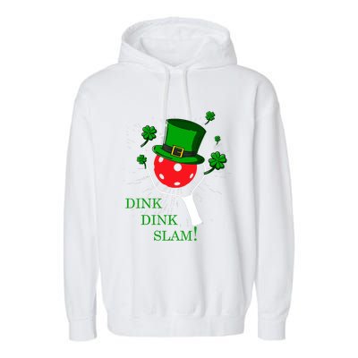 Pickleball St Patricks Day Leprechaun Dink Dink Slam Garment-Dyed Fleece Hoodie