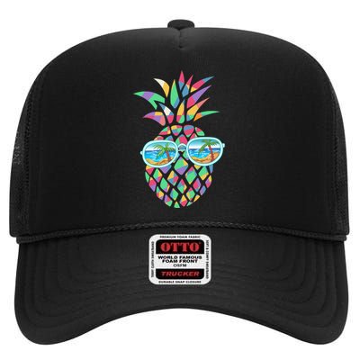 Pineapple Sunglasses High Crown Mesh Back Trucker Hat